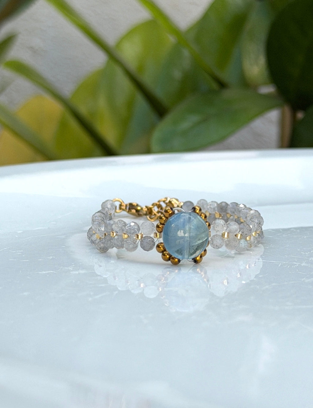 Bracelet Labradorite, Fluorite & Hématite Dorée