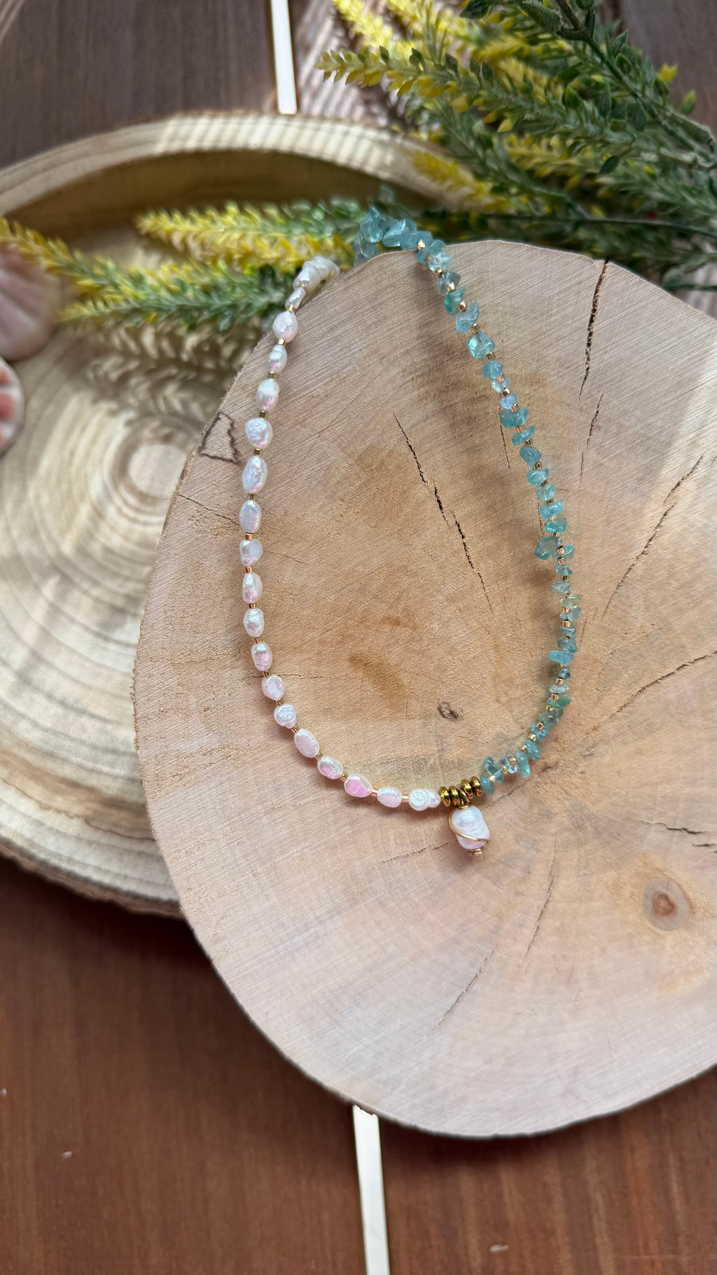 Collier Apatite Bleue & Perles d’Eau Douce – Perle