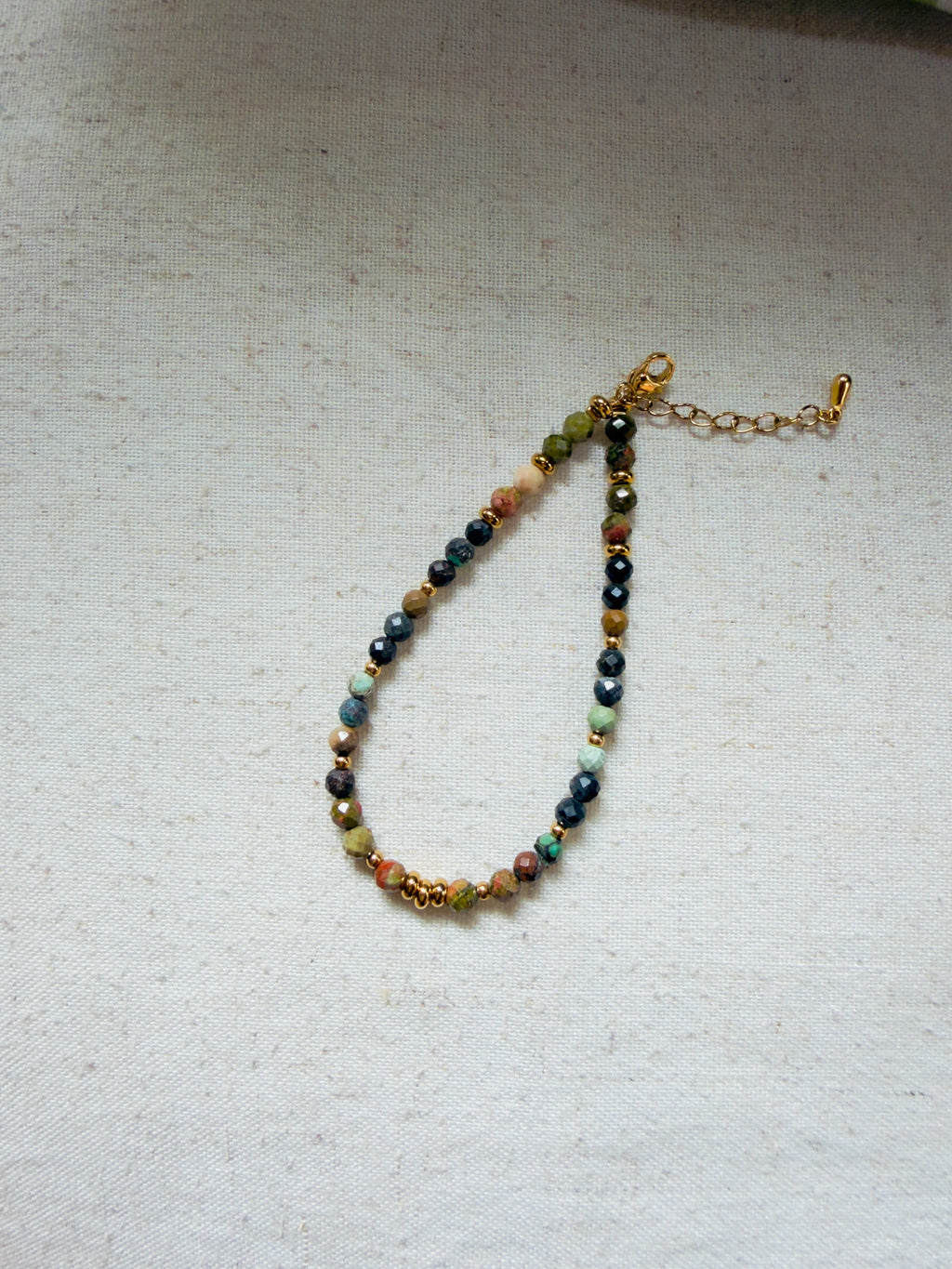 Bracelet en pierres naturelles turquoise africaine et unakite – Élina