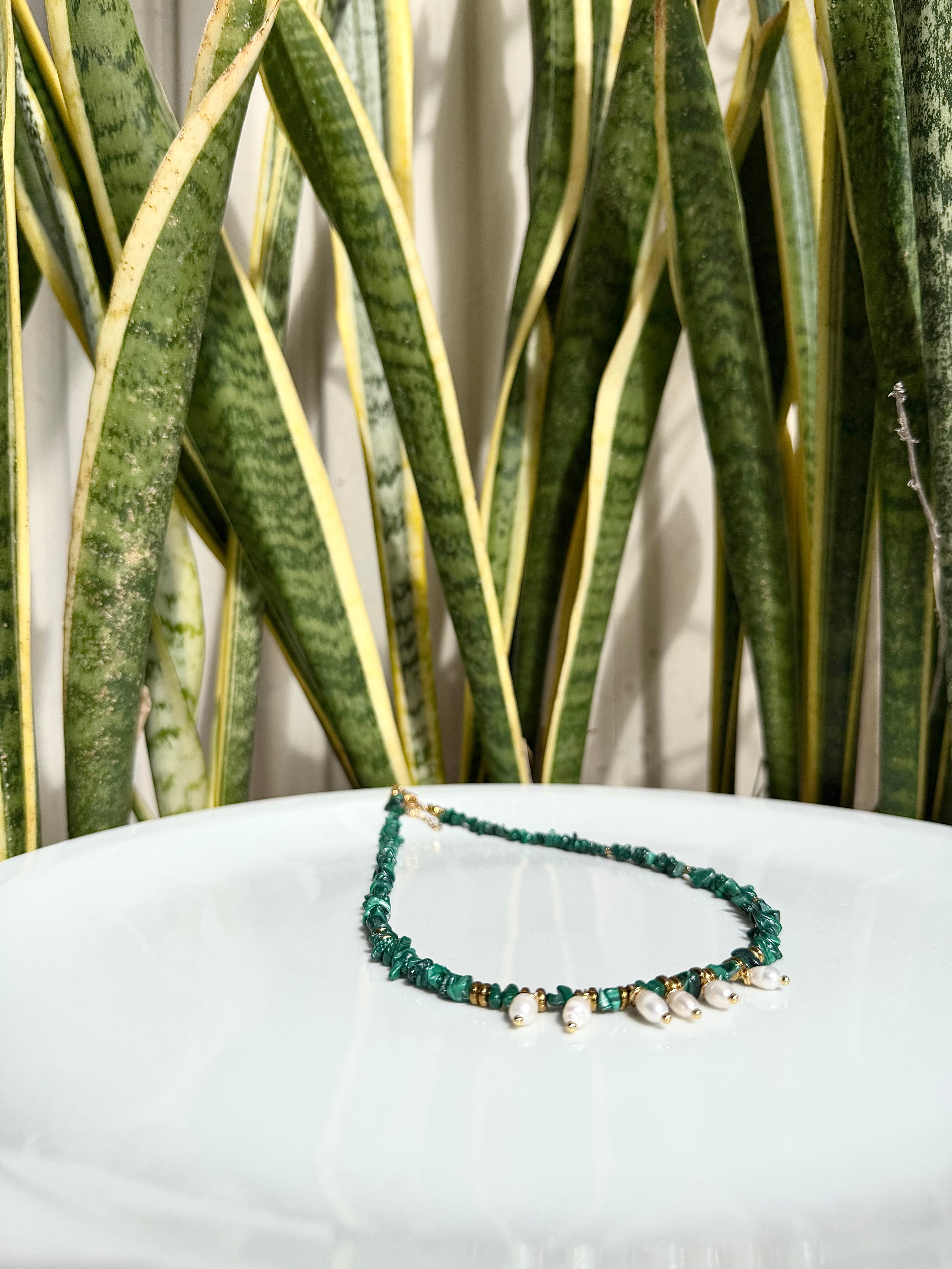 Malachite et perles d’eau douce