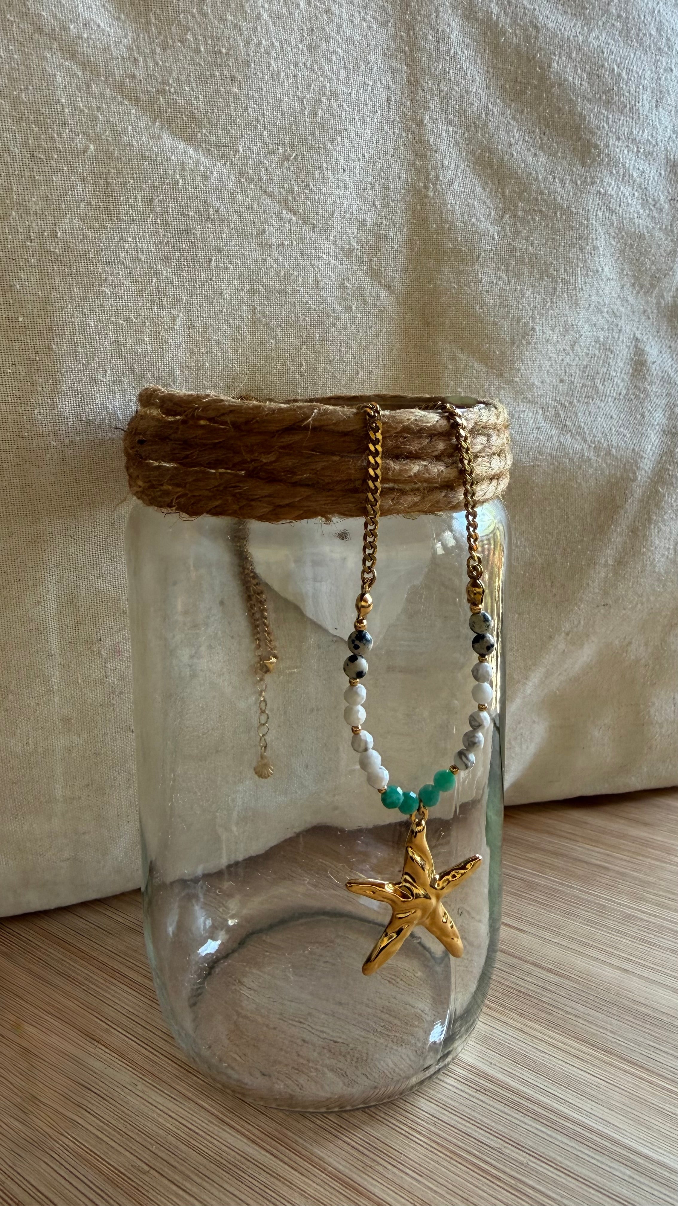 ✨ Collier Nerina – Jaspe Dalmatien, Howlite & Amazonite