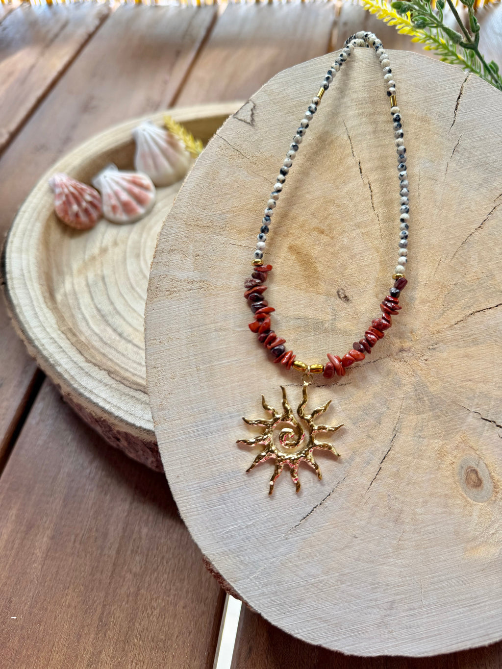 Collier Jaspe Rouge & Jaspe Dalmatien – Soleil
