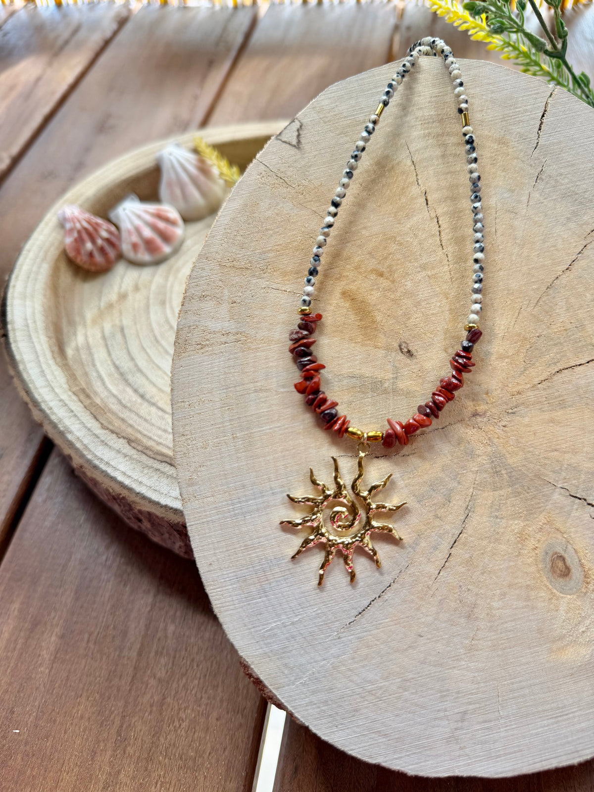 Collier Jaspe Rouge & Jaspe Dalmatien – Soleil