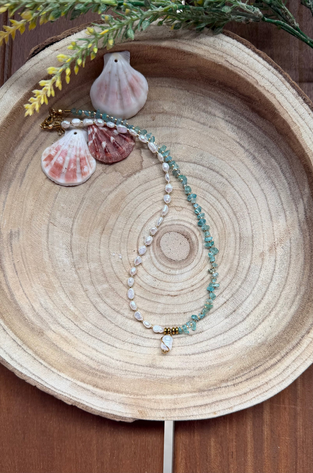 Collier Apatite Bleue & Perles d’Eau Douce – Perle