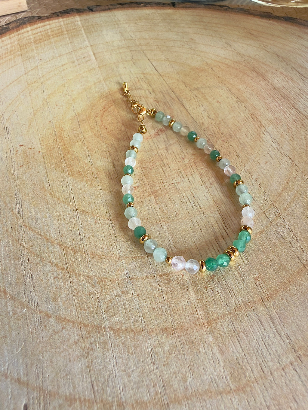 Bracelet en pierres naturelles aventurine, aventurine verte et fluorite – Naéla