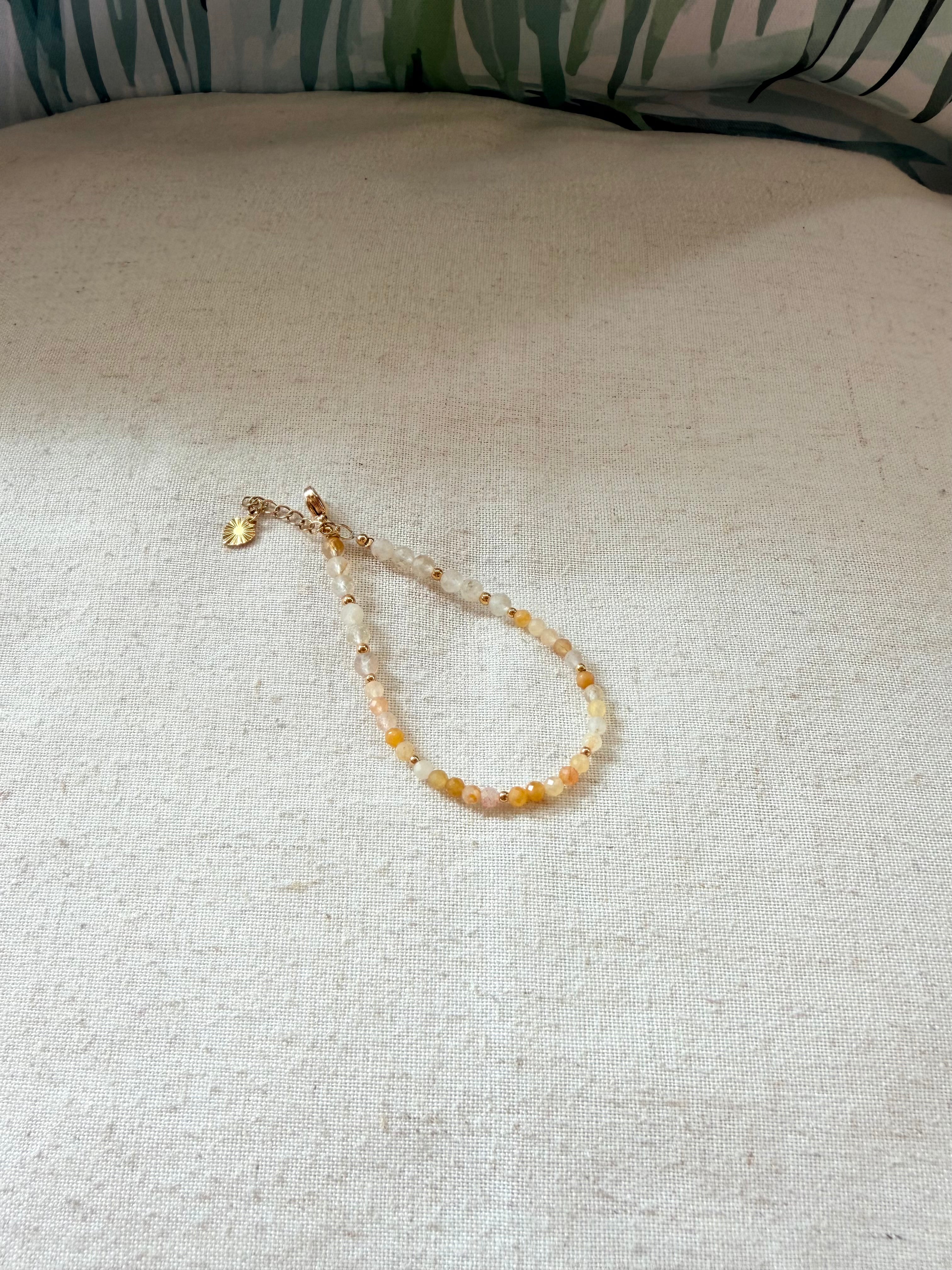 Bracelet en pierres naturelles pierre du soleil, aventurine jaune et citrine – Soléa