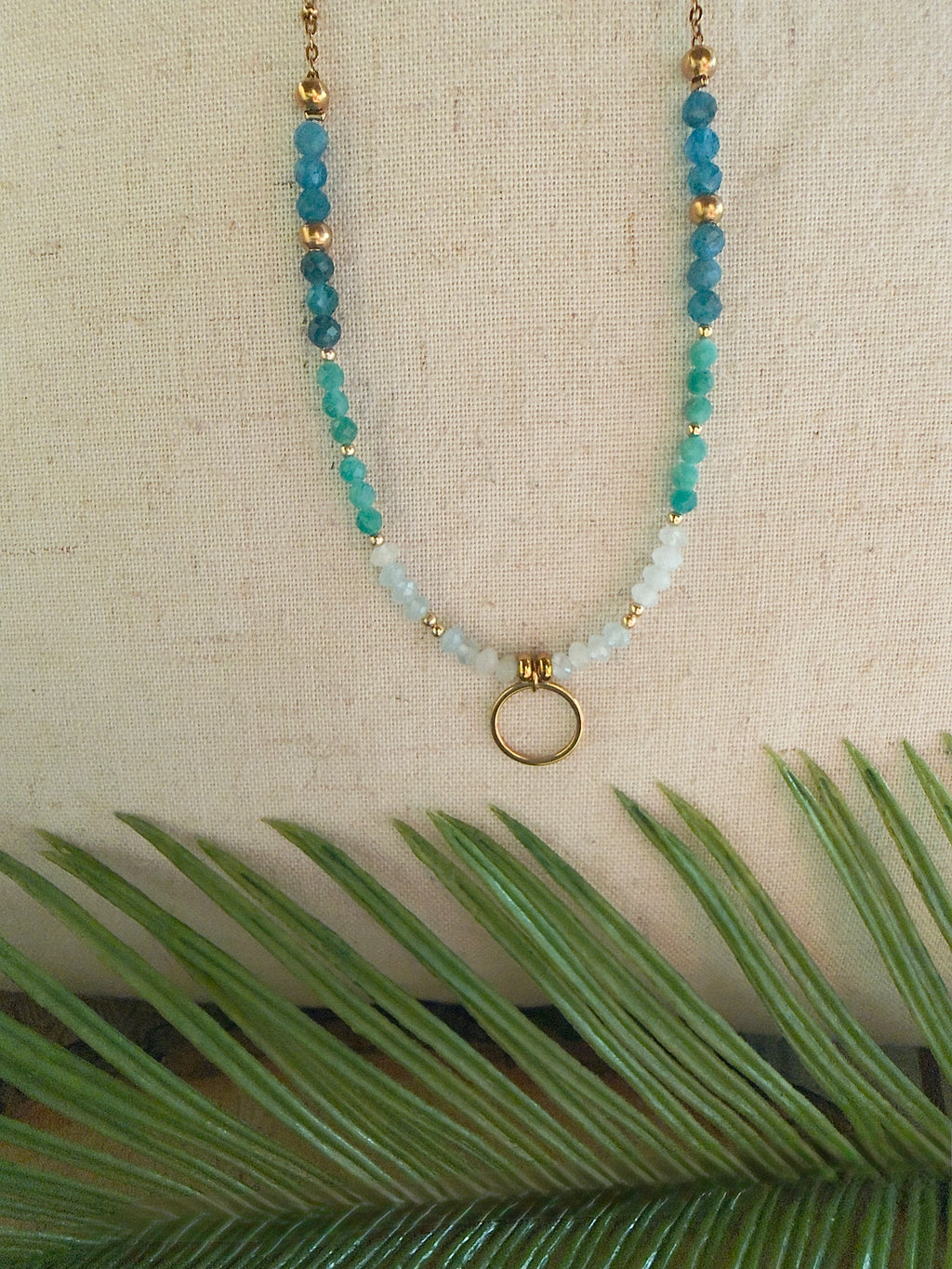 Collier Lyra – Apatite bleue, amazonite et aigue-marine