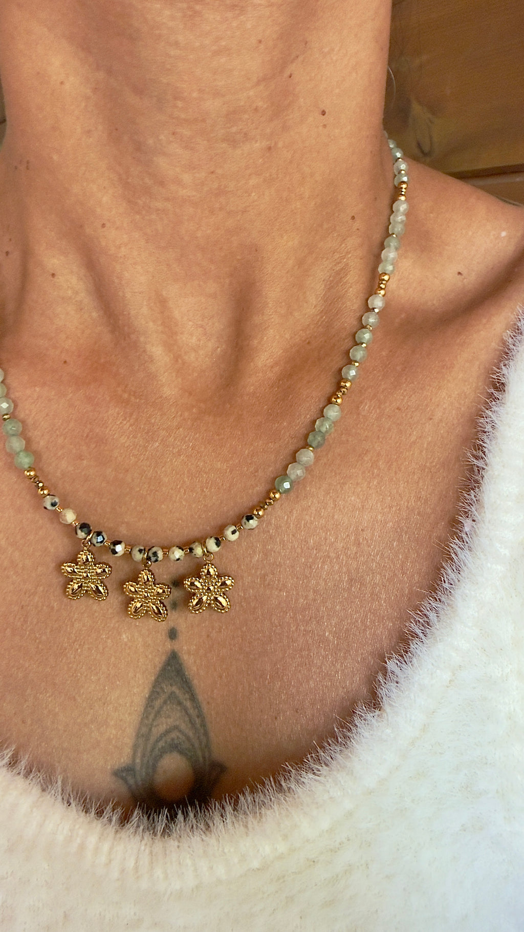 Le collier Elena - Aventurine et jaspe dalmatien