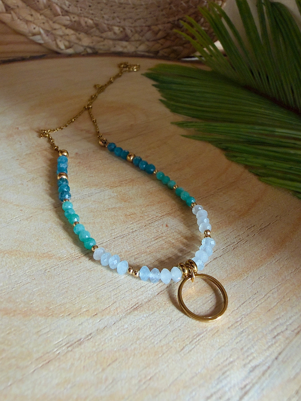 Collier Lyra – Apatite bleue, amazonite et aigue-marine