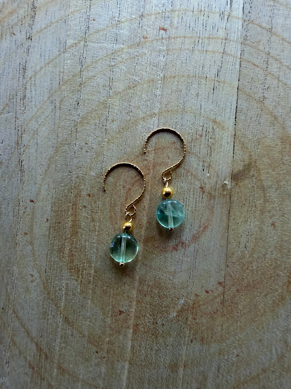 Boucles d’oreilles Fluorite & Hématite Dorée