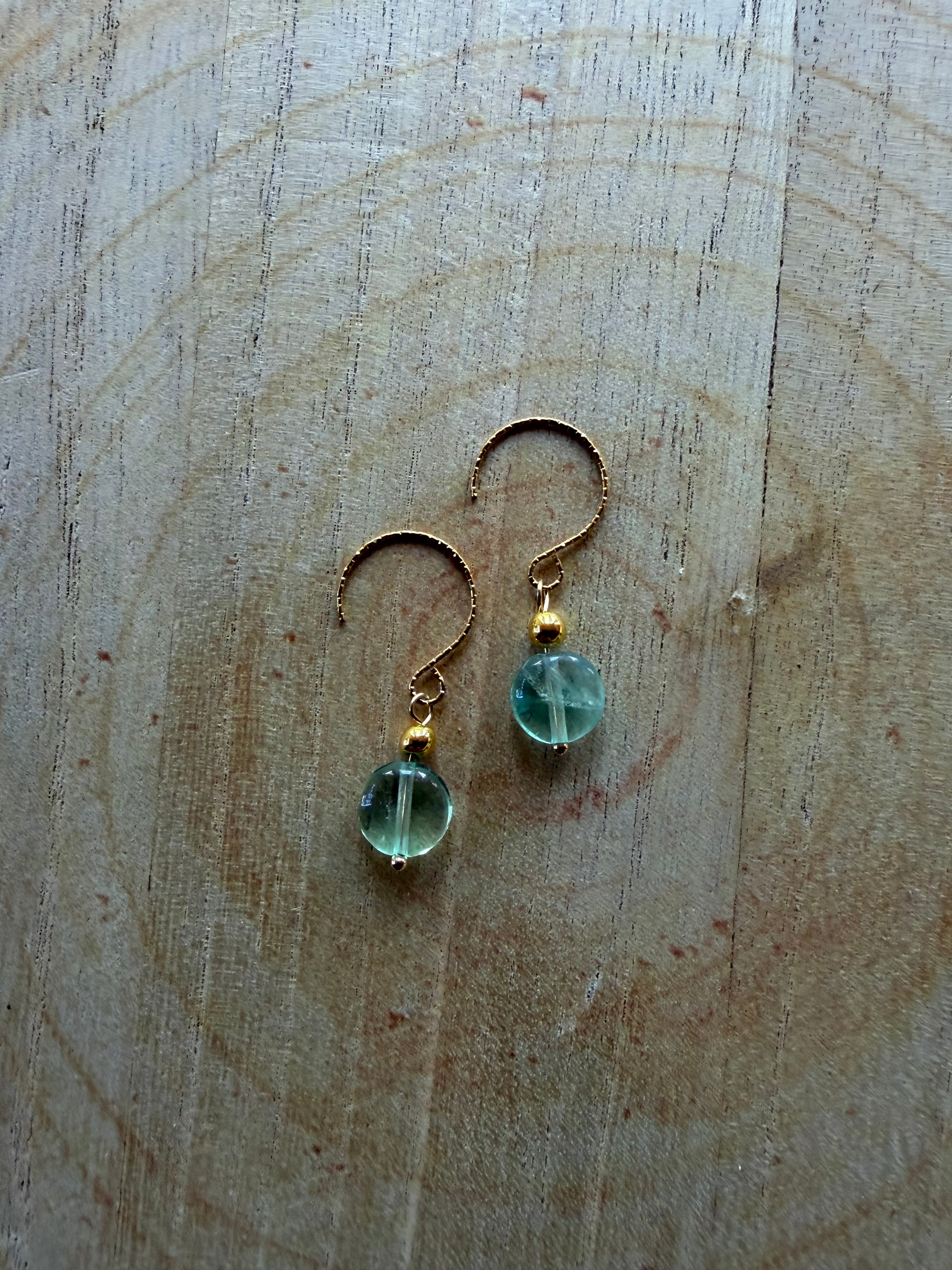 Boucles d’oreilles Fluorite & Hématite Dorée