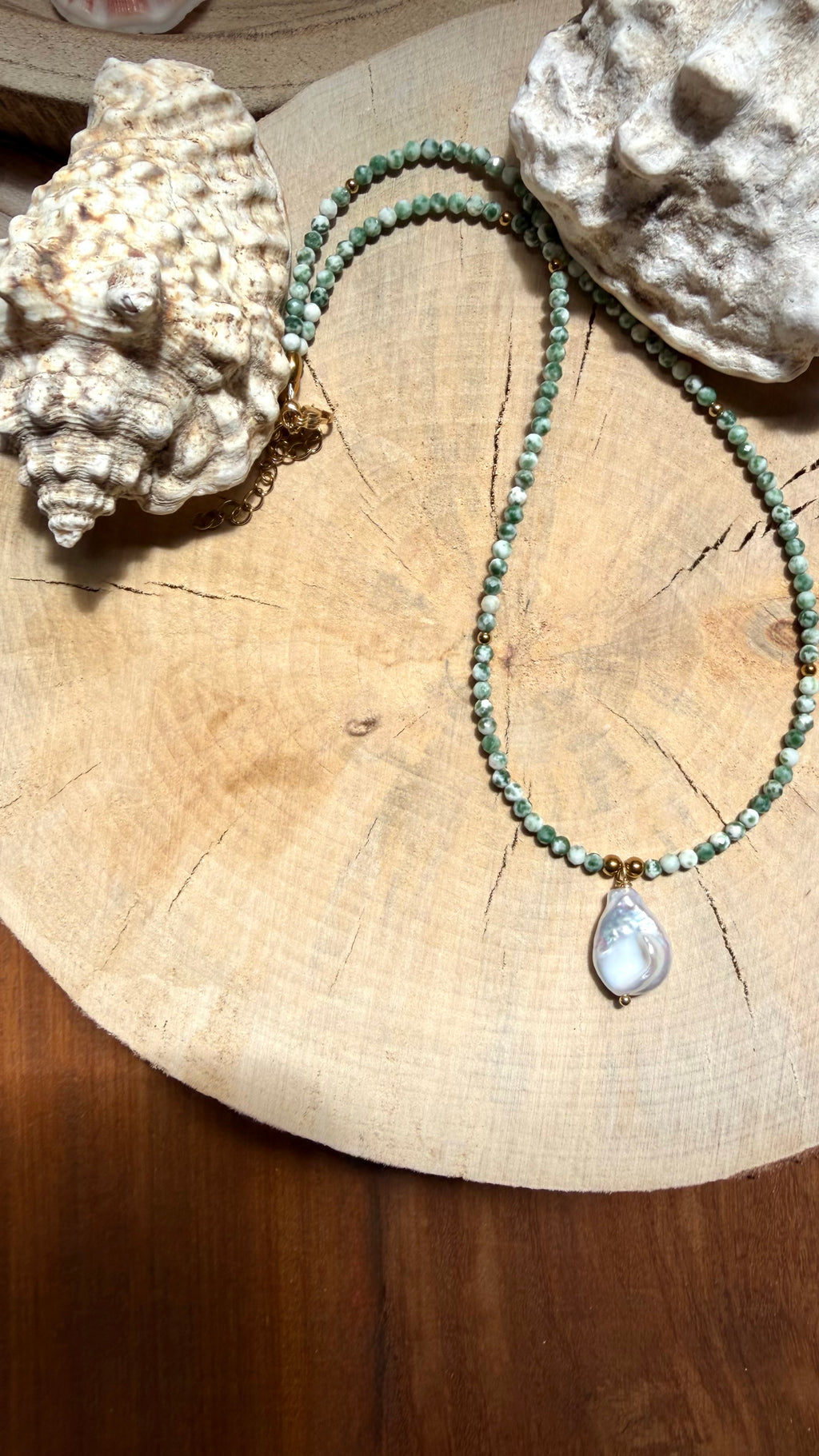 Collier Agate arbre & Perle d’eau douce