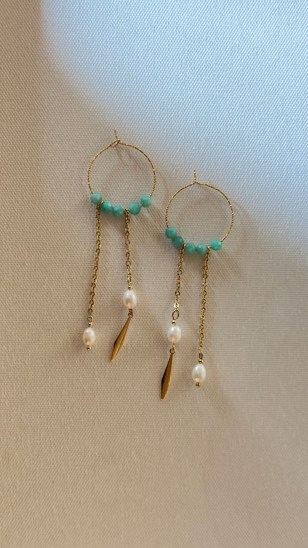 Les Boucles Amazone - Amazonite et perles d'eau douce
