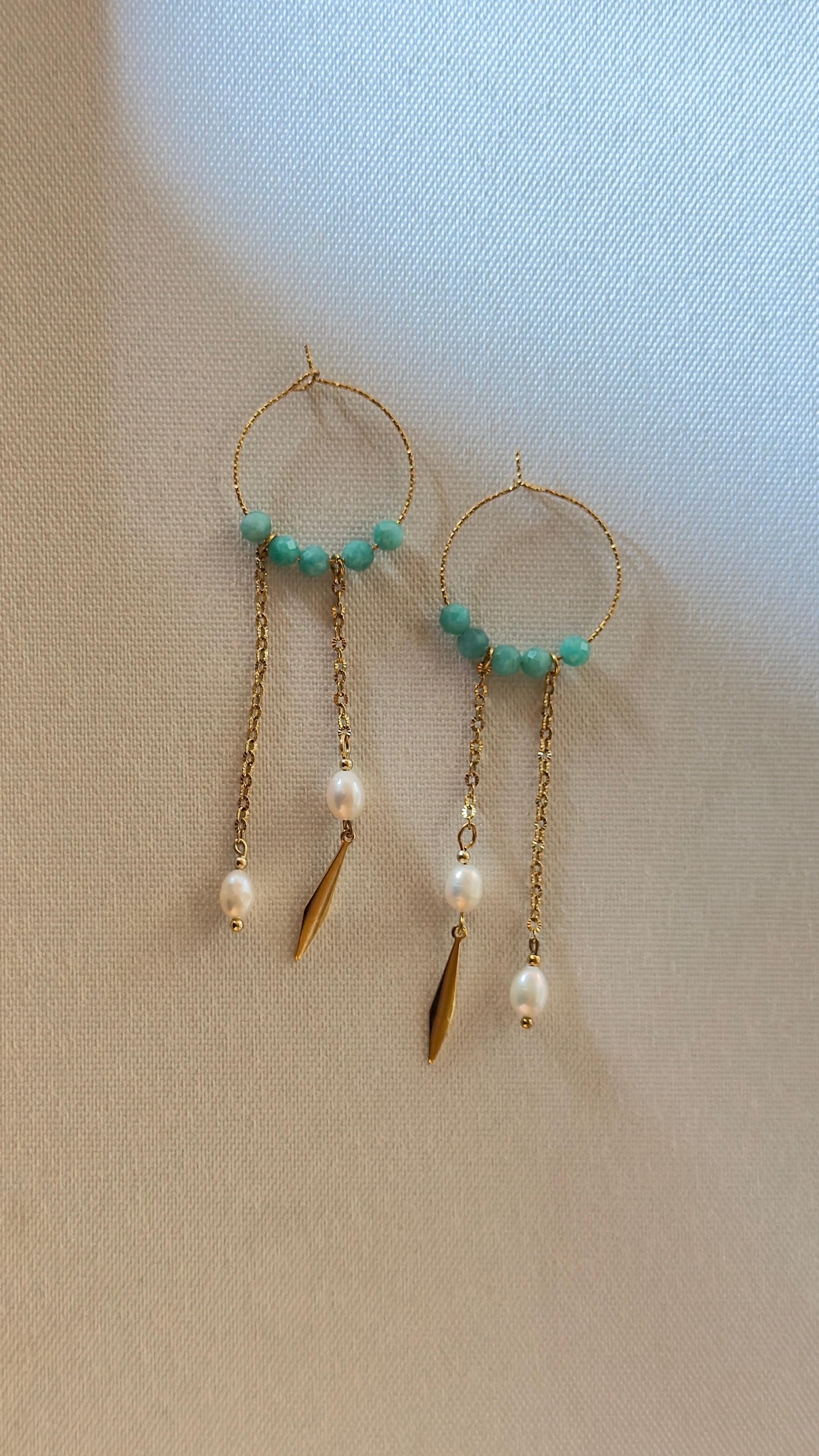 Les Boucles Amazone - Amazonite et perles d'eau douce