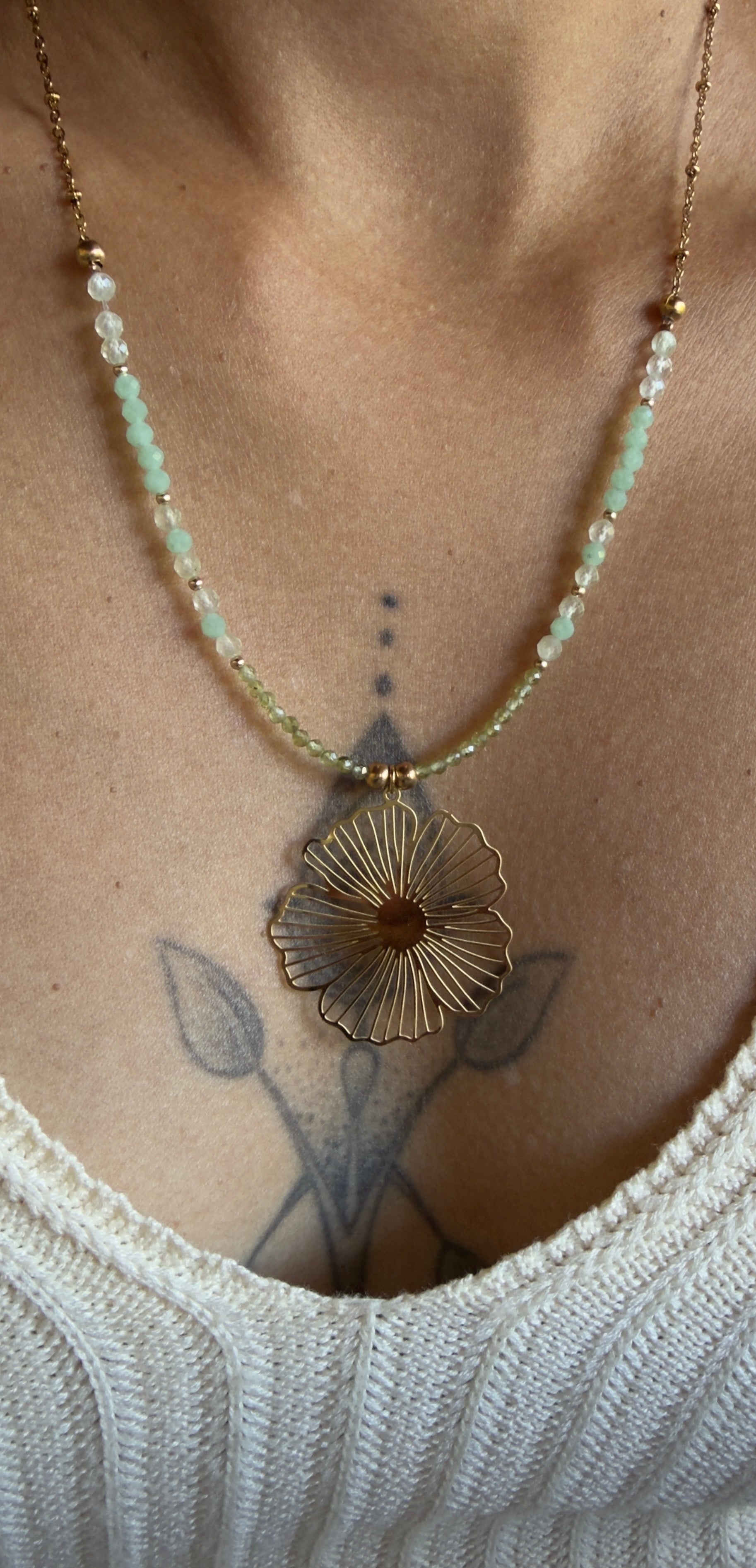 Collier Mahéa - Péridot - Jade - Préhnite