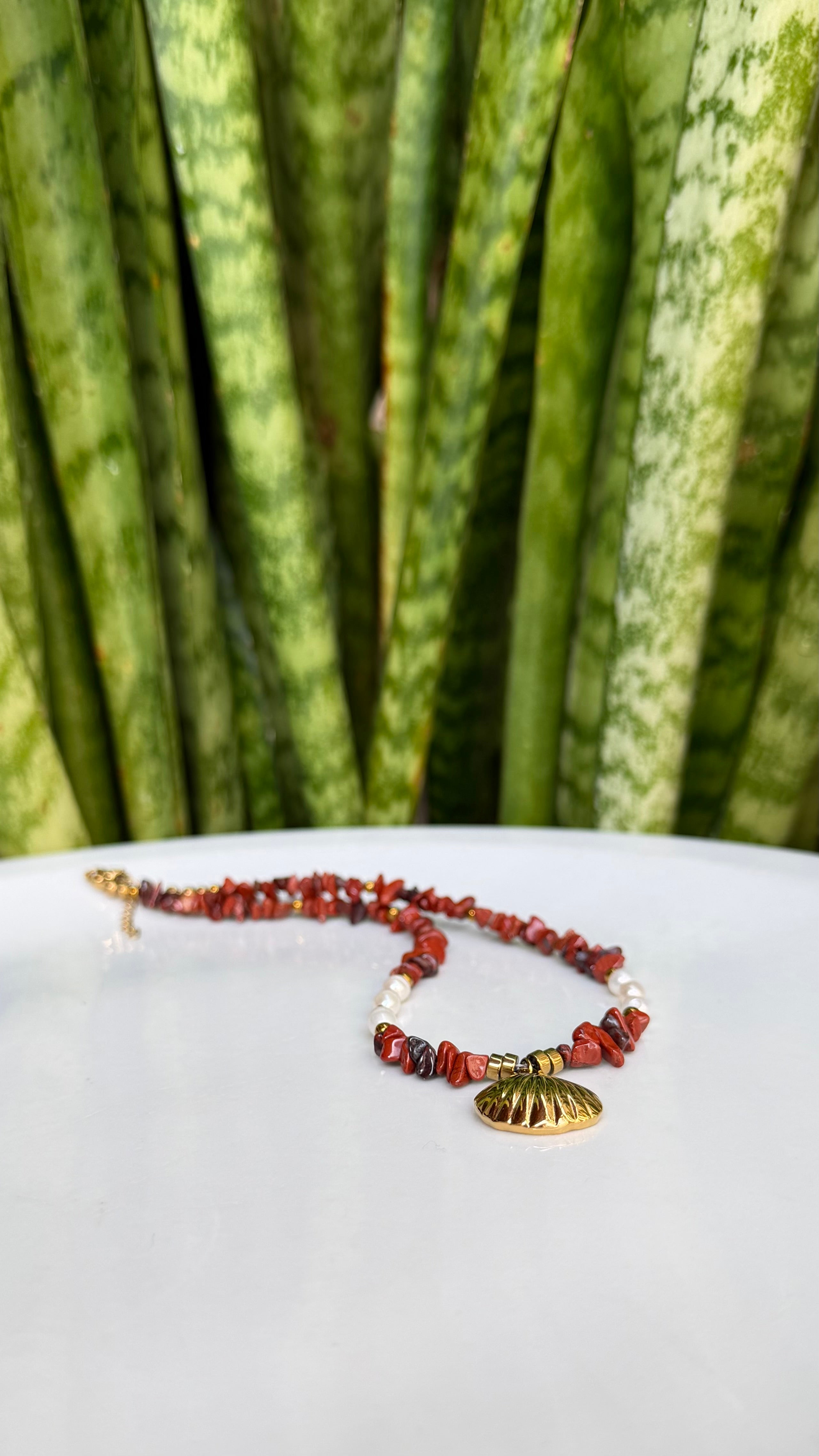 Collier Jaspe Rouge & Perles d’Eau Douce