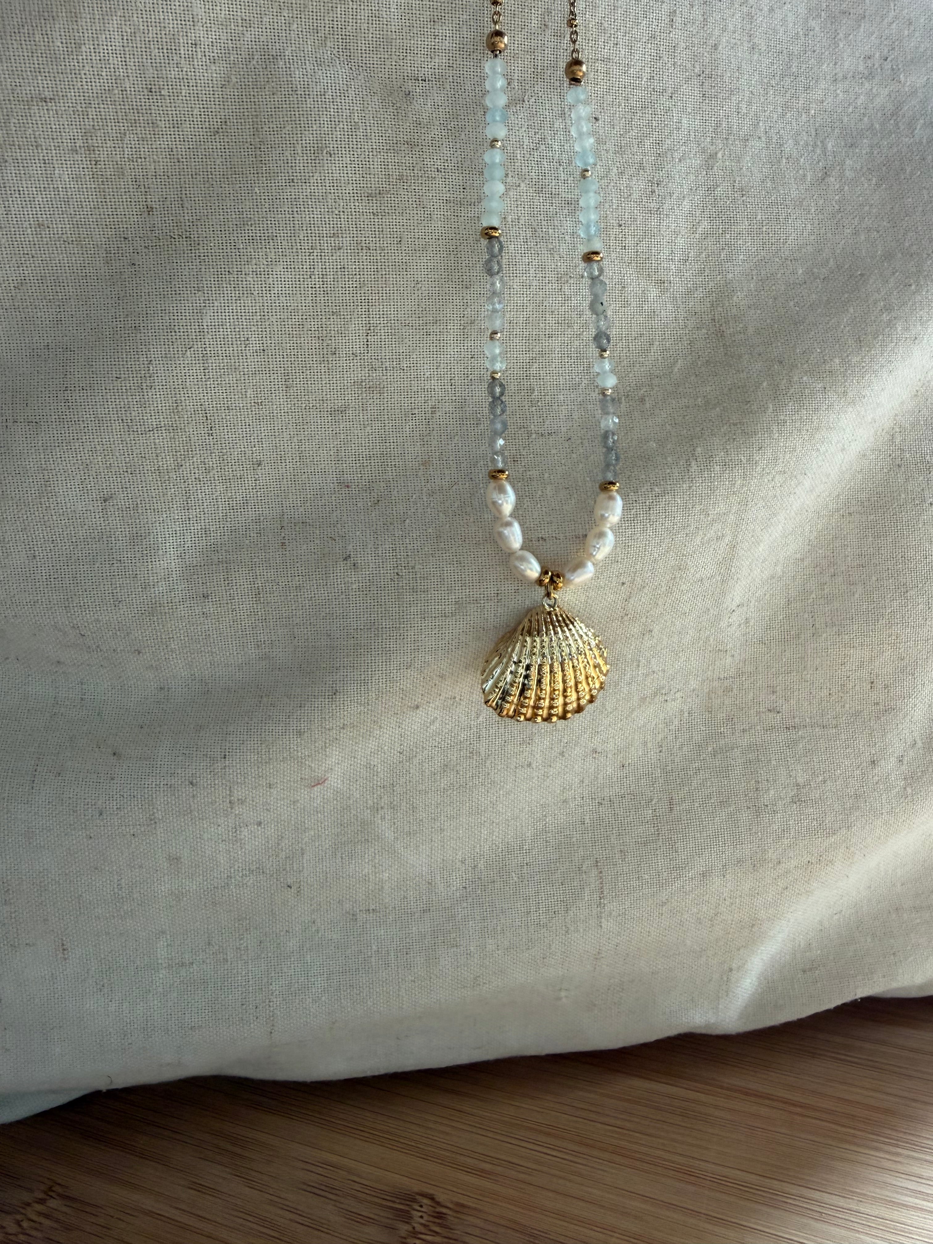 ✨ Collier Azura – Perles d’Eau Douce, Labradorite & Aigue-Marine