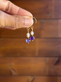 Boucles d’oreilles Améthyste, Hématite Dorée & Perle d’Eau Douce