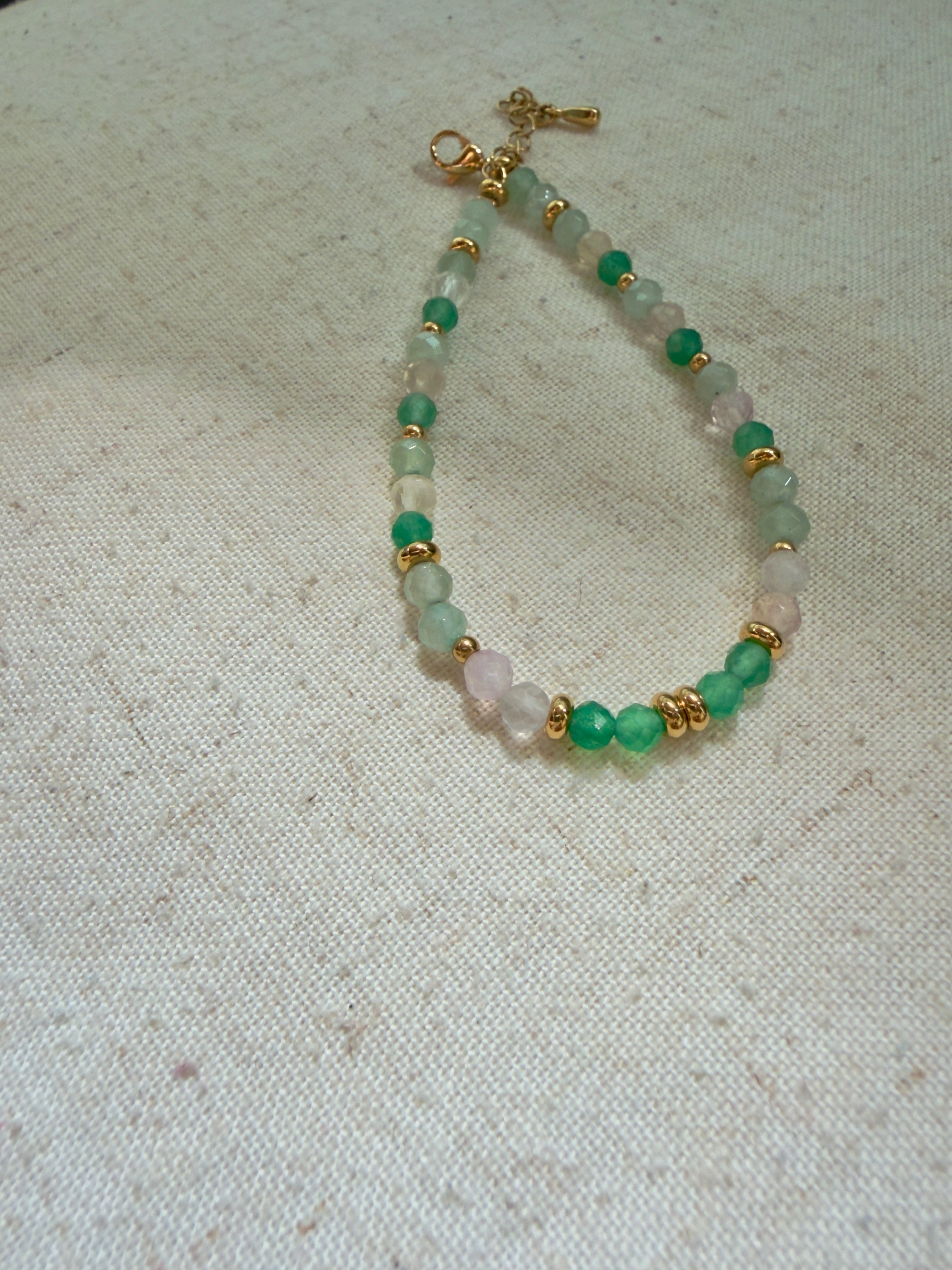 Bracelet en pierres naturelles aventurine, aventurine verte et fluorite – Naéla