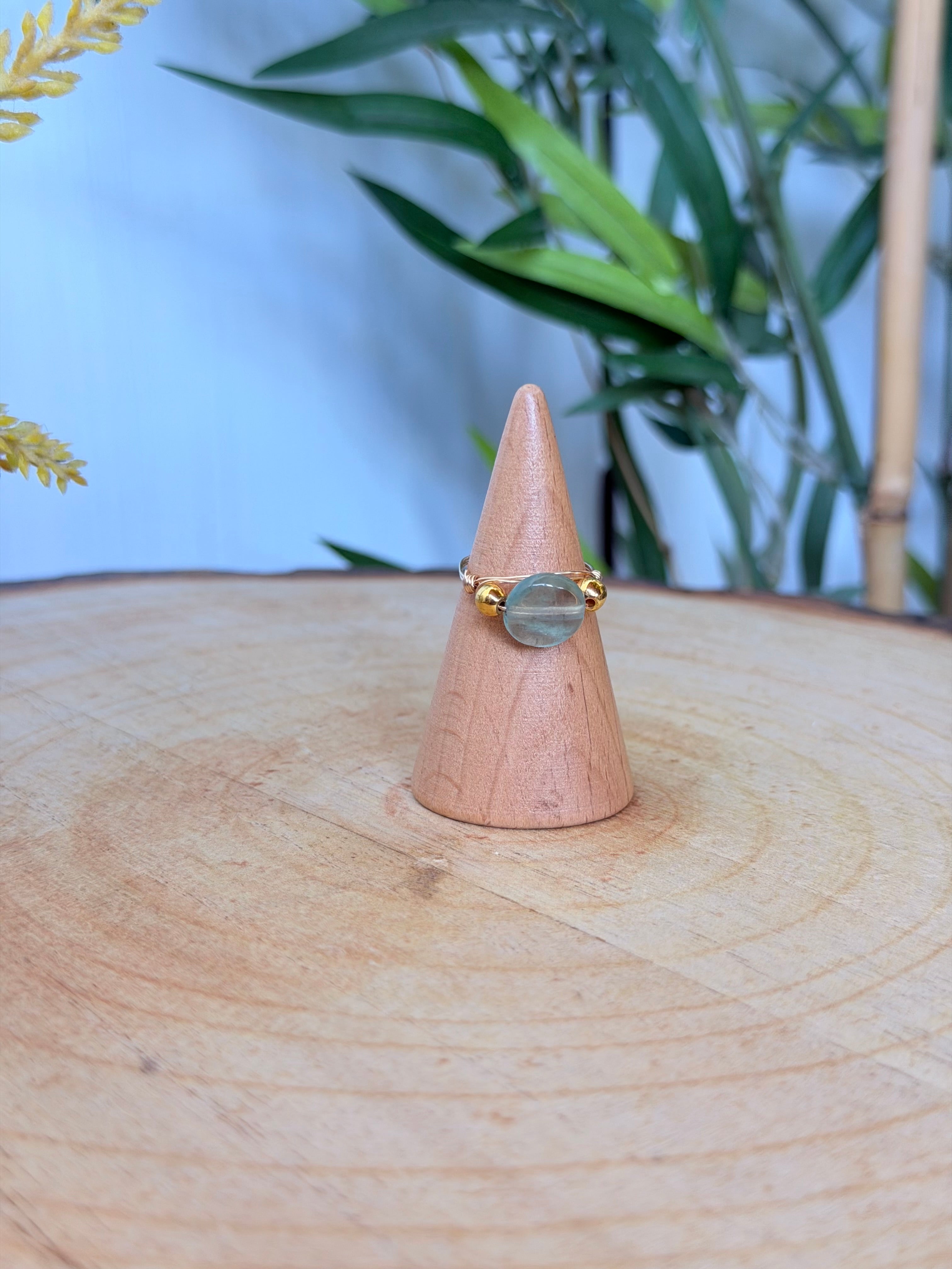 Bague Fluorite & Hématite Dorée