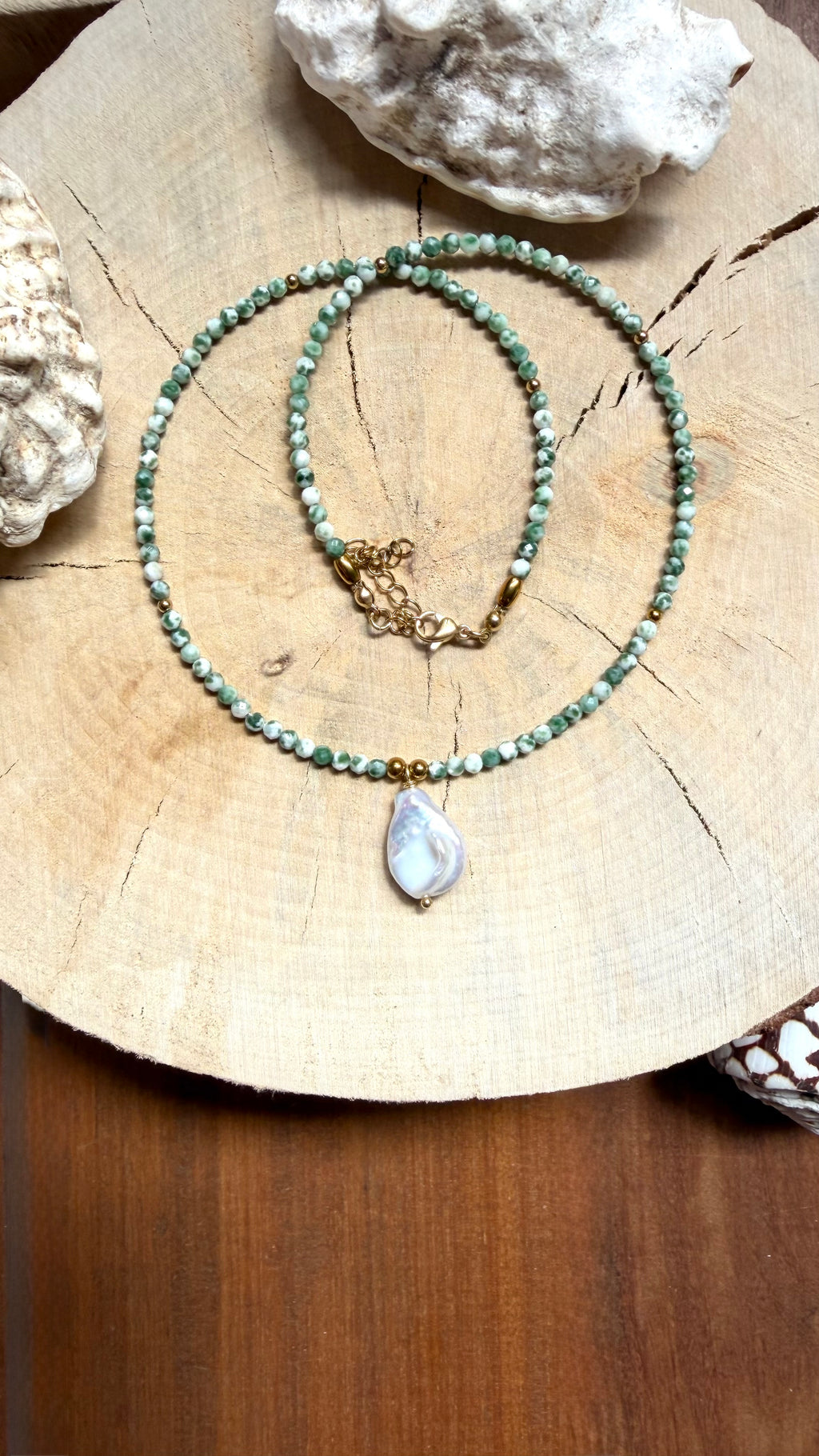 Collier Agate arbre & Perle d’eau douce
