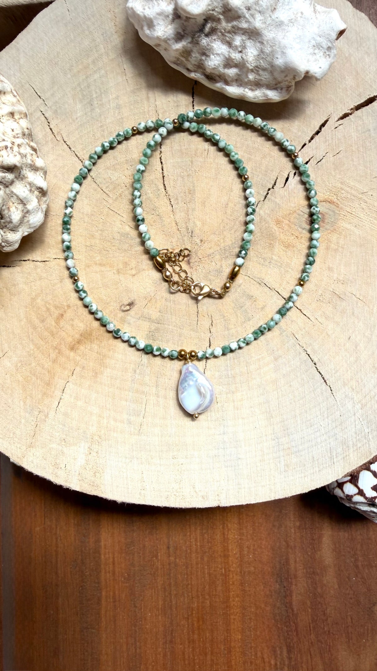 Collier Agate arbre & Perle d’eau douce