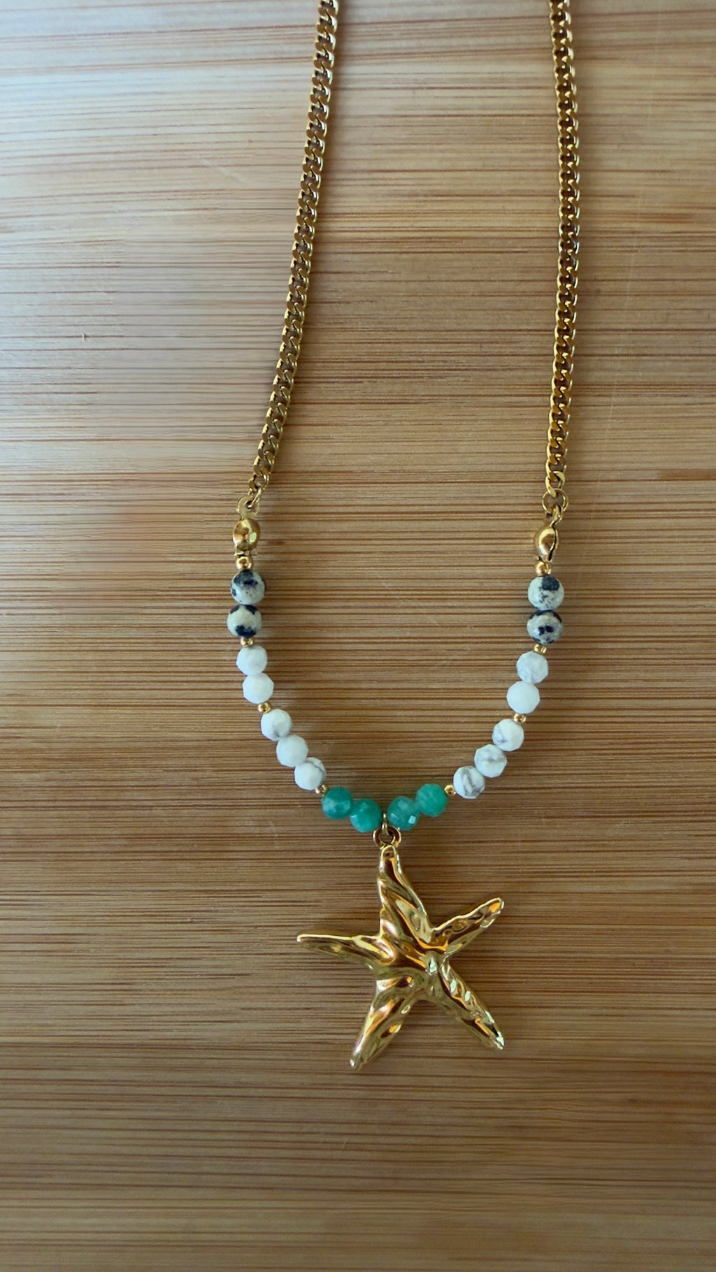 ✨ Collier Nerina – Jaspe Dalmatien, Howlite & Amazonite