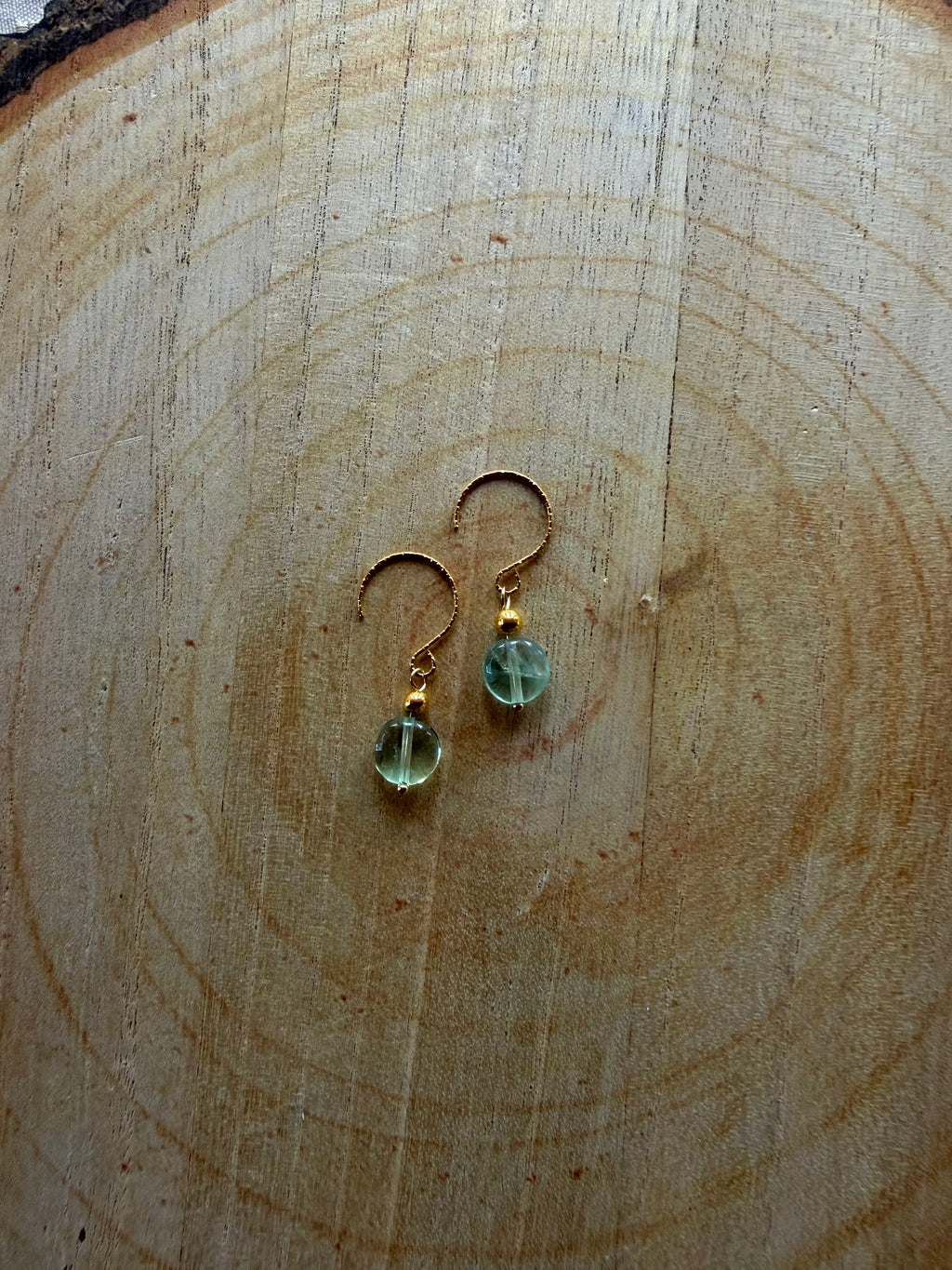 Boucles d’oreilles Fluorite & Hématite Dorée