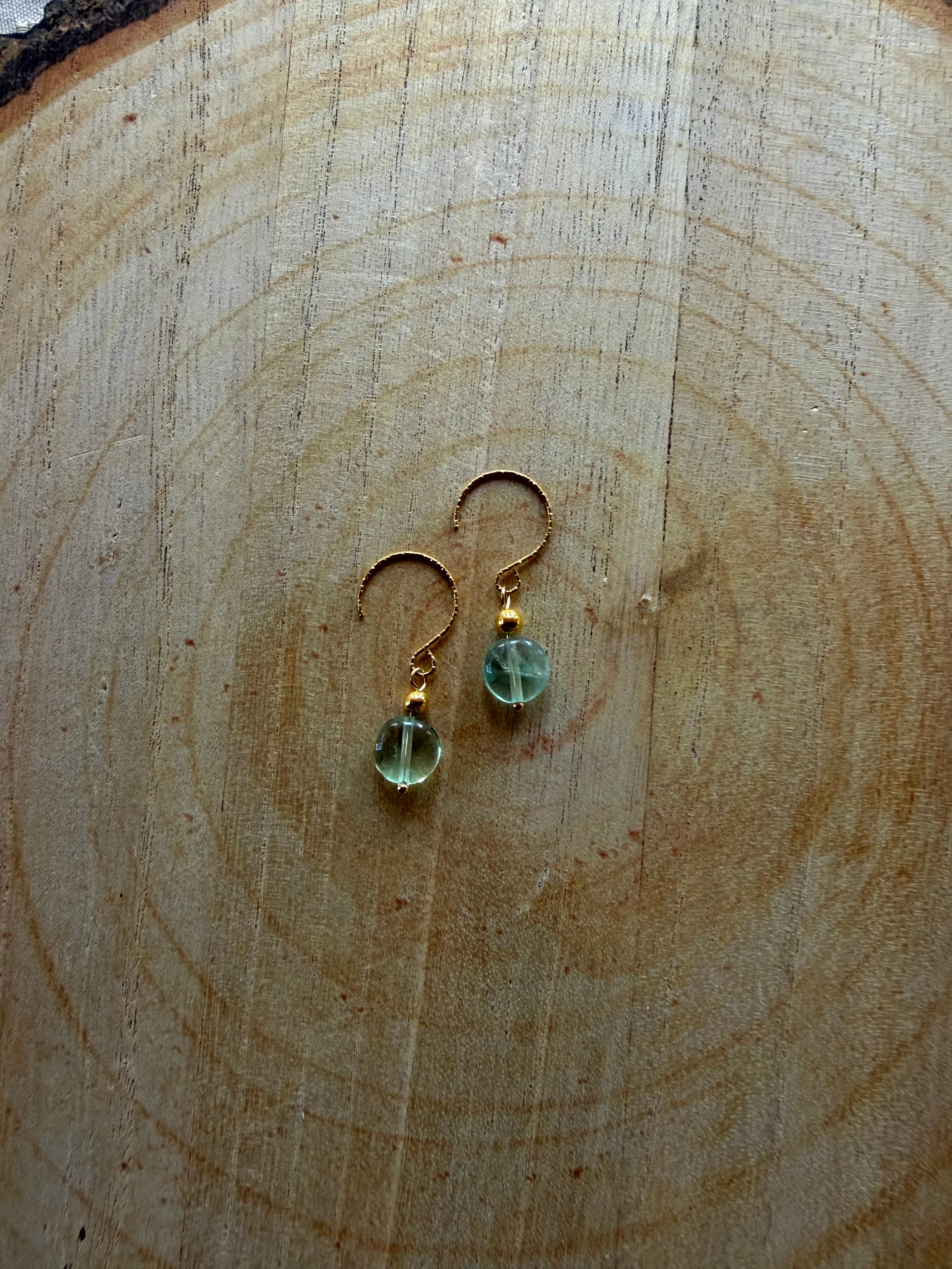 Boucles d’oreilles Fluorite & Hématite Dorée