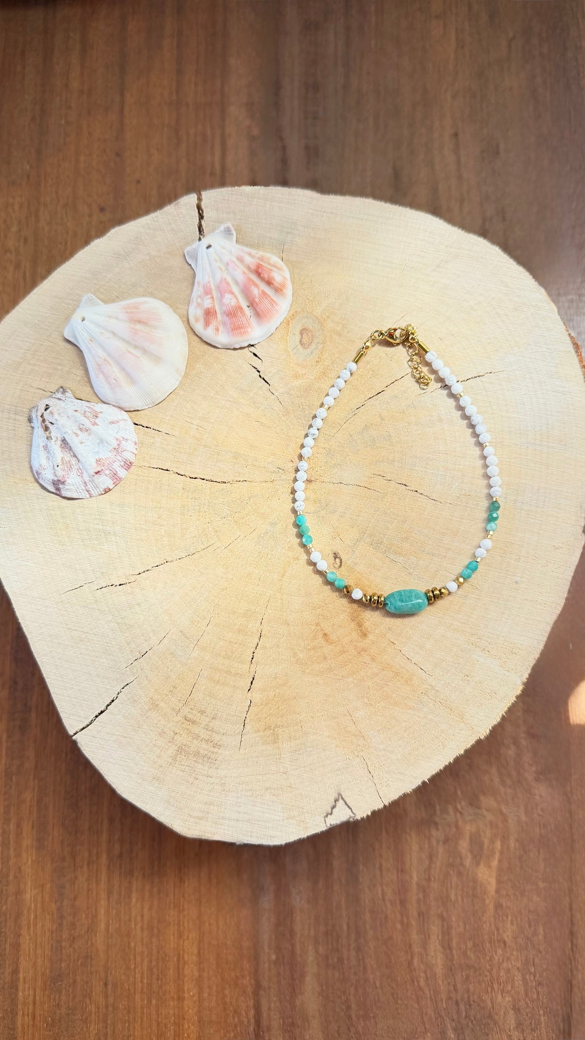 Chaîne de Cheville Amazonite & Howlite