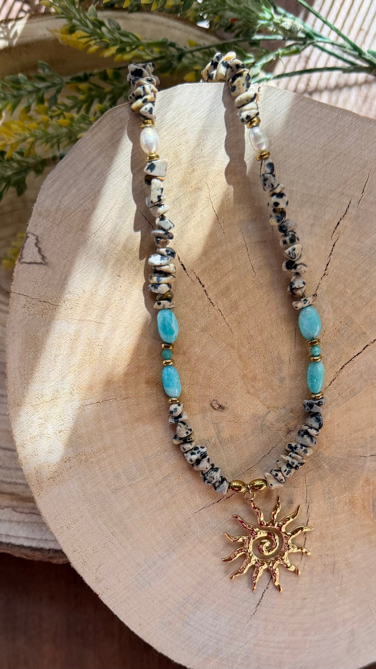 Collier Jaspe Dalmatien & Amazonite – Soleil