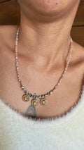 Collier Luna - Pierre de lune orange et jaspe dalmatien
