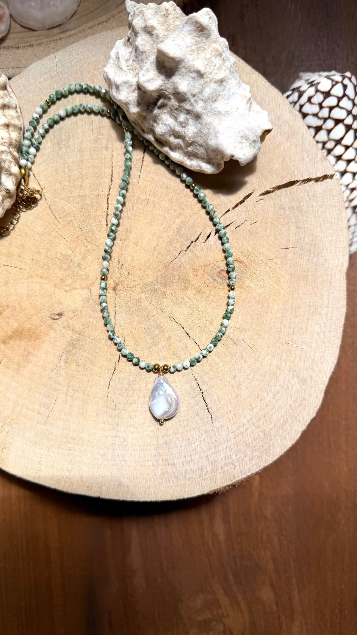Collier Agate arbre & Perle d’eau douce