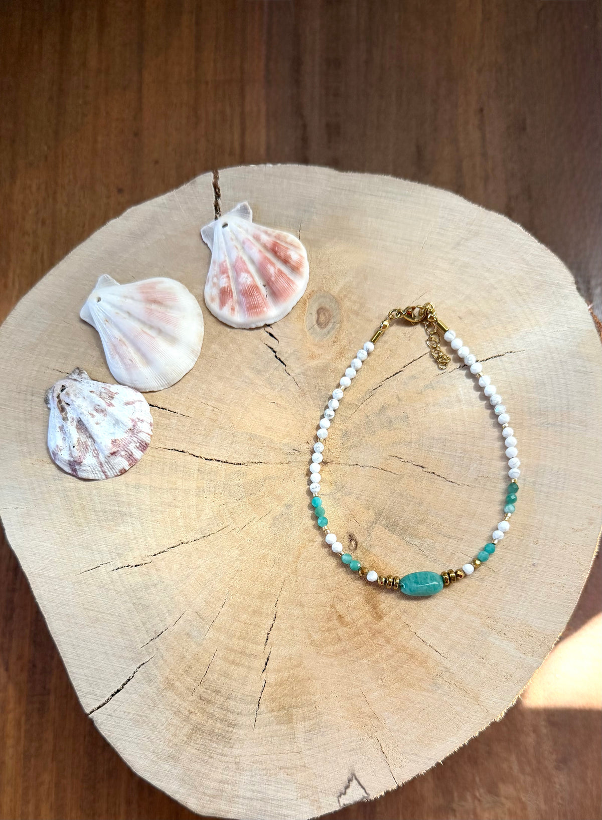 Chaîne de Cheville Amazonite & Howlite