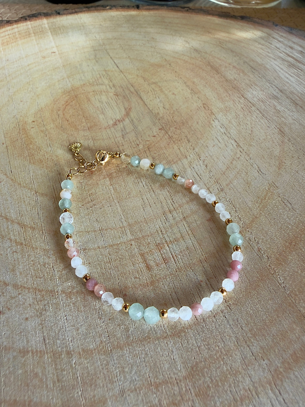 Bracelet en pierres naturelles aventurine, citrine et pierre du soleil – Solia