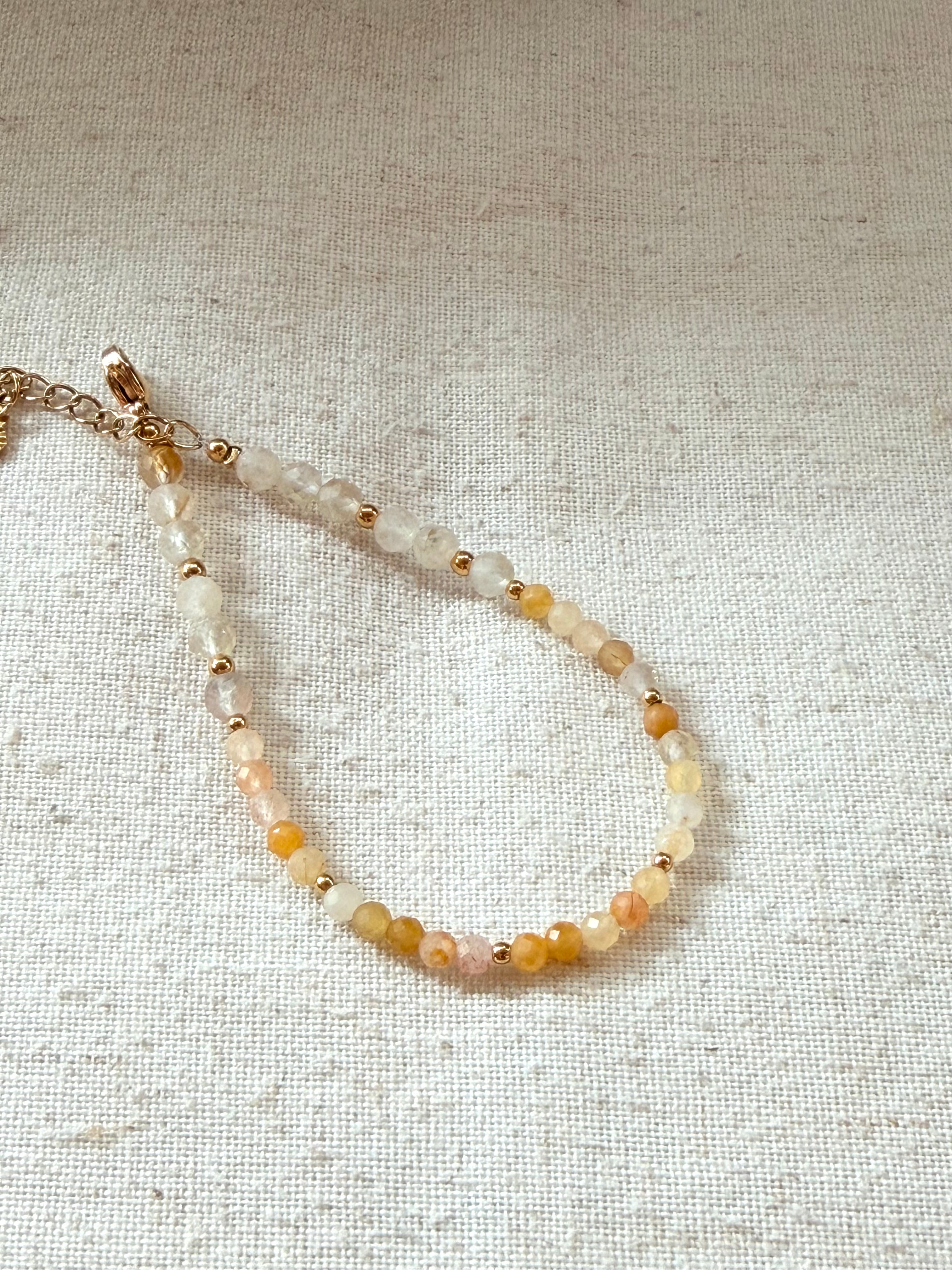 Bracelet en pierres naturelles pierre du soleil, aventurine jaune et citrine – Soléa