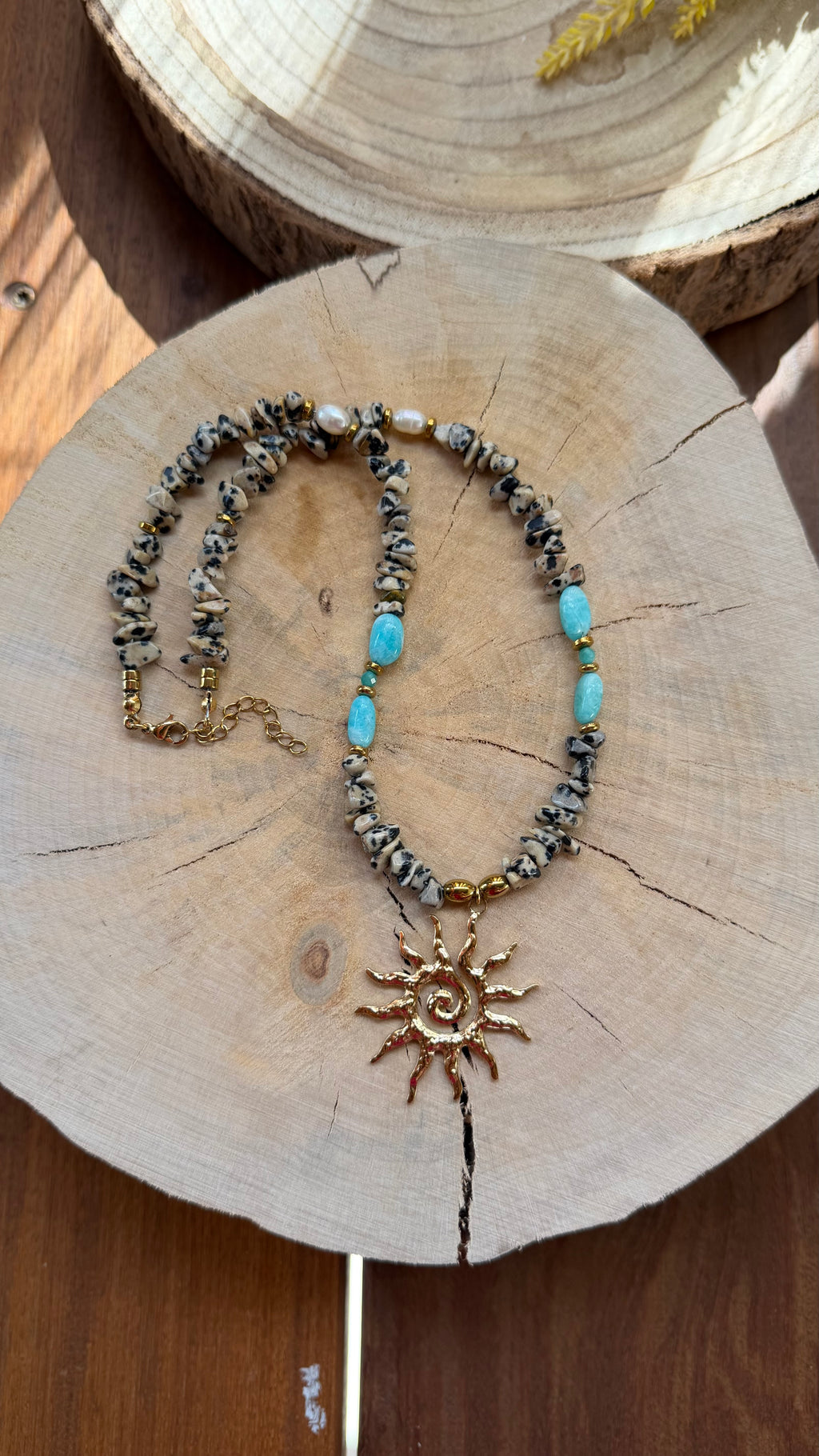 Collier Jaspe Dalmatien & Amazonite – Soleil