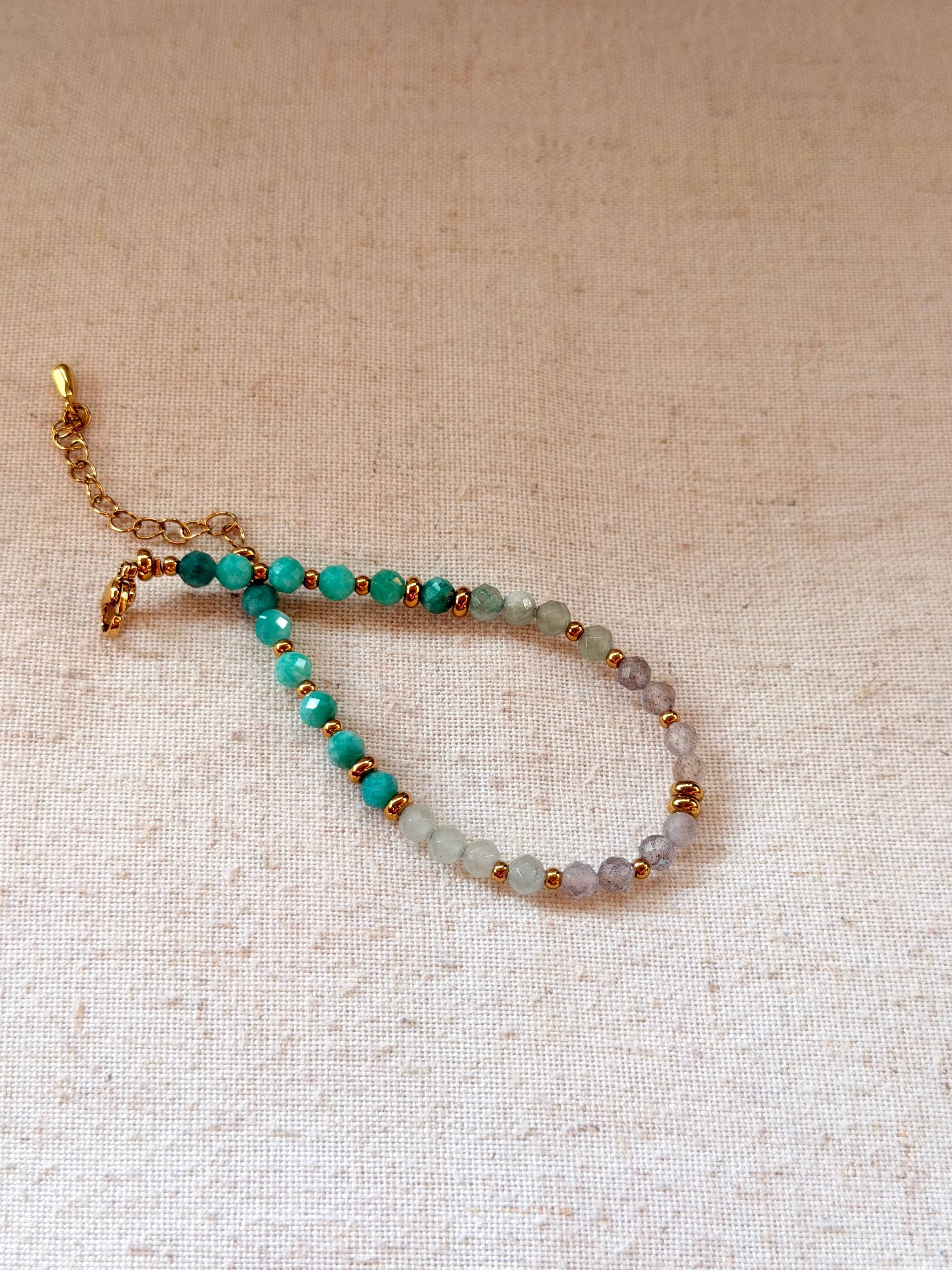 Bracelet en pierres naturelles amazonite, aventurine et labradorite – Naïra