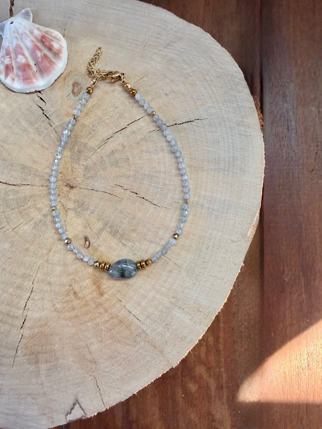 Chaîne de Cheville Labradorite & Hématite Dorée