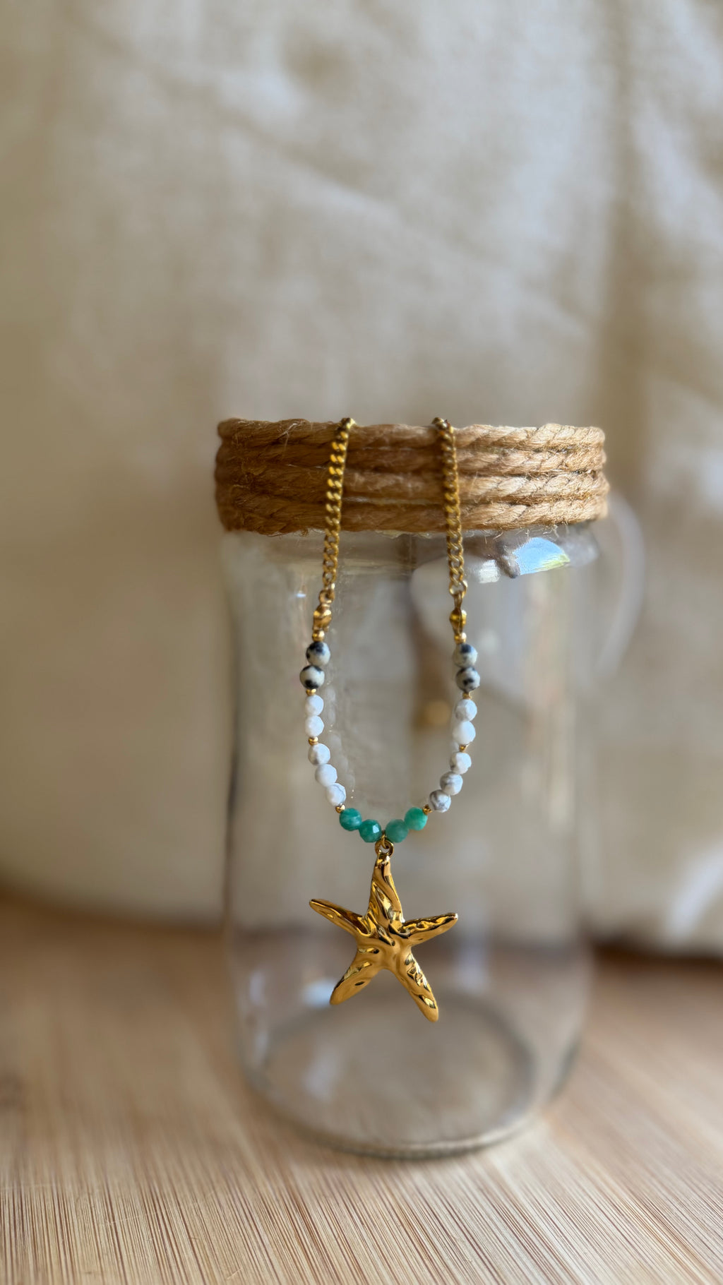 ✨ Collier Nerina – Jaspe Dalmatien, Howlite & Amazonite