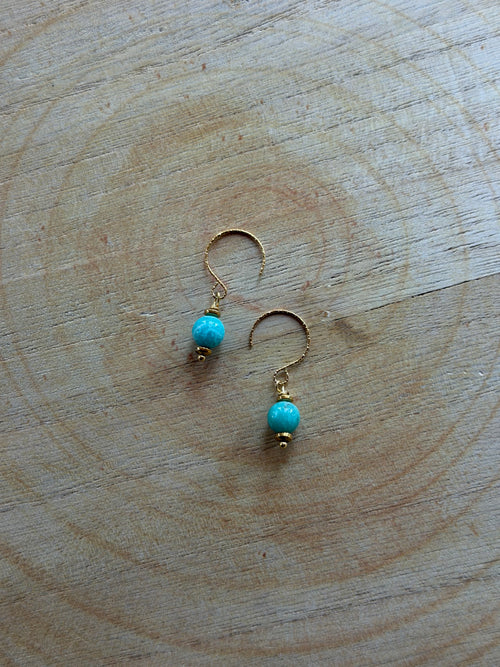 Boucles d’oreilles Amazonite & Hématite Dorée