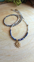Chaîne de taille solaire – Lapis lazuli, saphir et labradorite