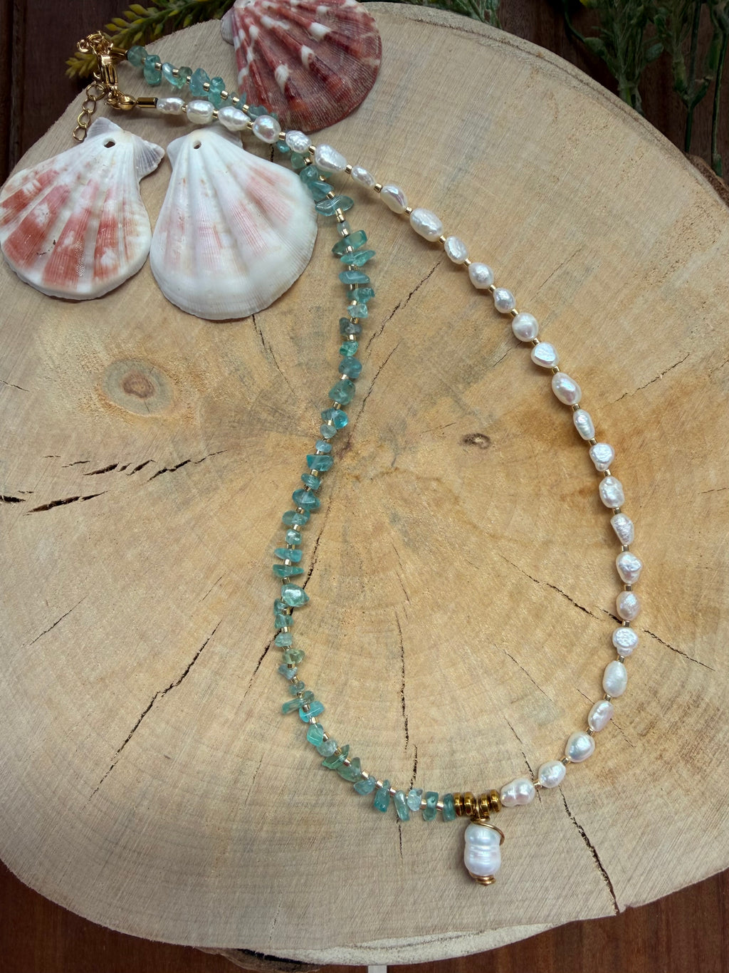 Collier Apatite Bleue & Perles d’Eau Douce – Perle