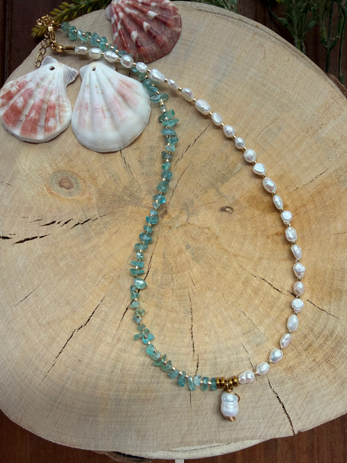 Collier Apatite Bleue & Perles d’Eau Douce – Perle