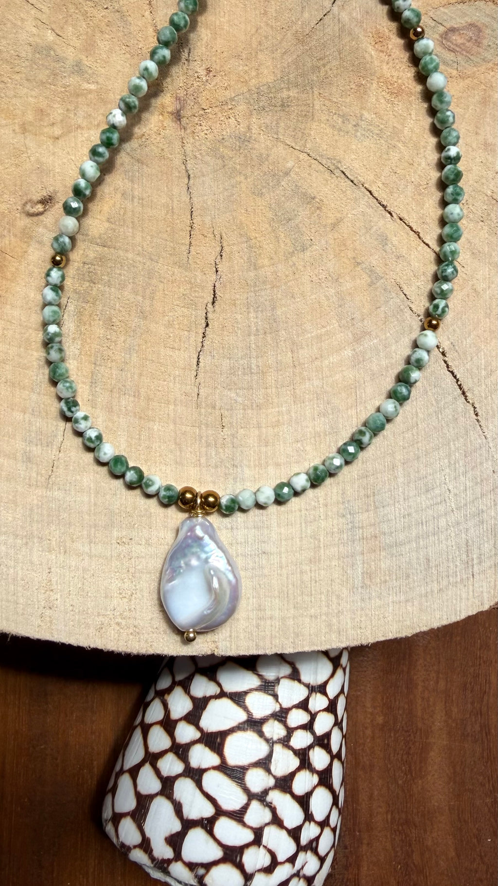 Collier Agate arbre & Perle d’eau douce
