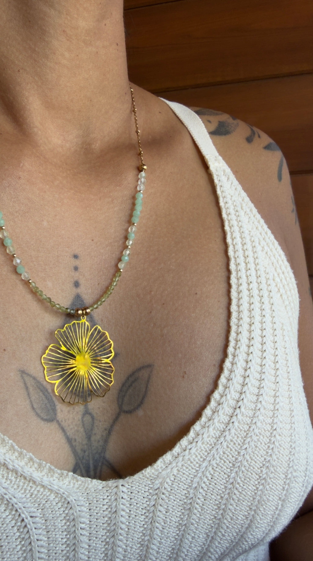 Collier Mahéa - Péridot - Jade - Préhnite