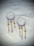 Boucles d’oreilles Ysia – Améthyste naturelle et chaînes en acier inoxydable