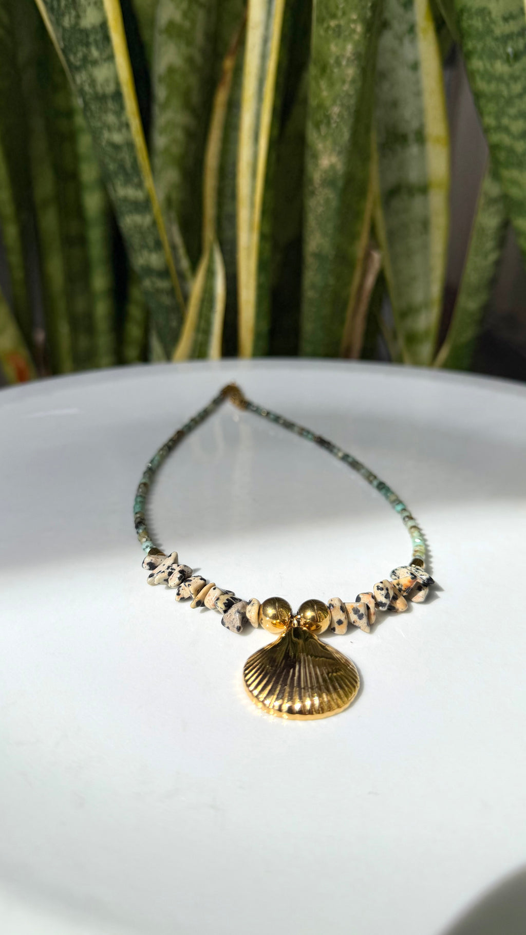Collier Jaspe Dalmatien & Turquoise Africaine