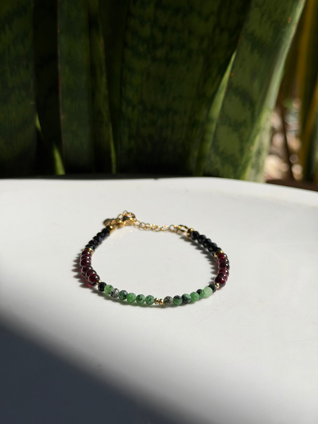 Bracelet Grenat - Zoisïte et Spinelle noire