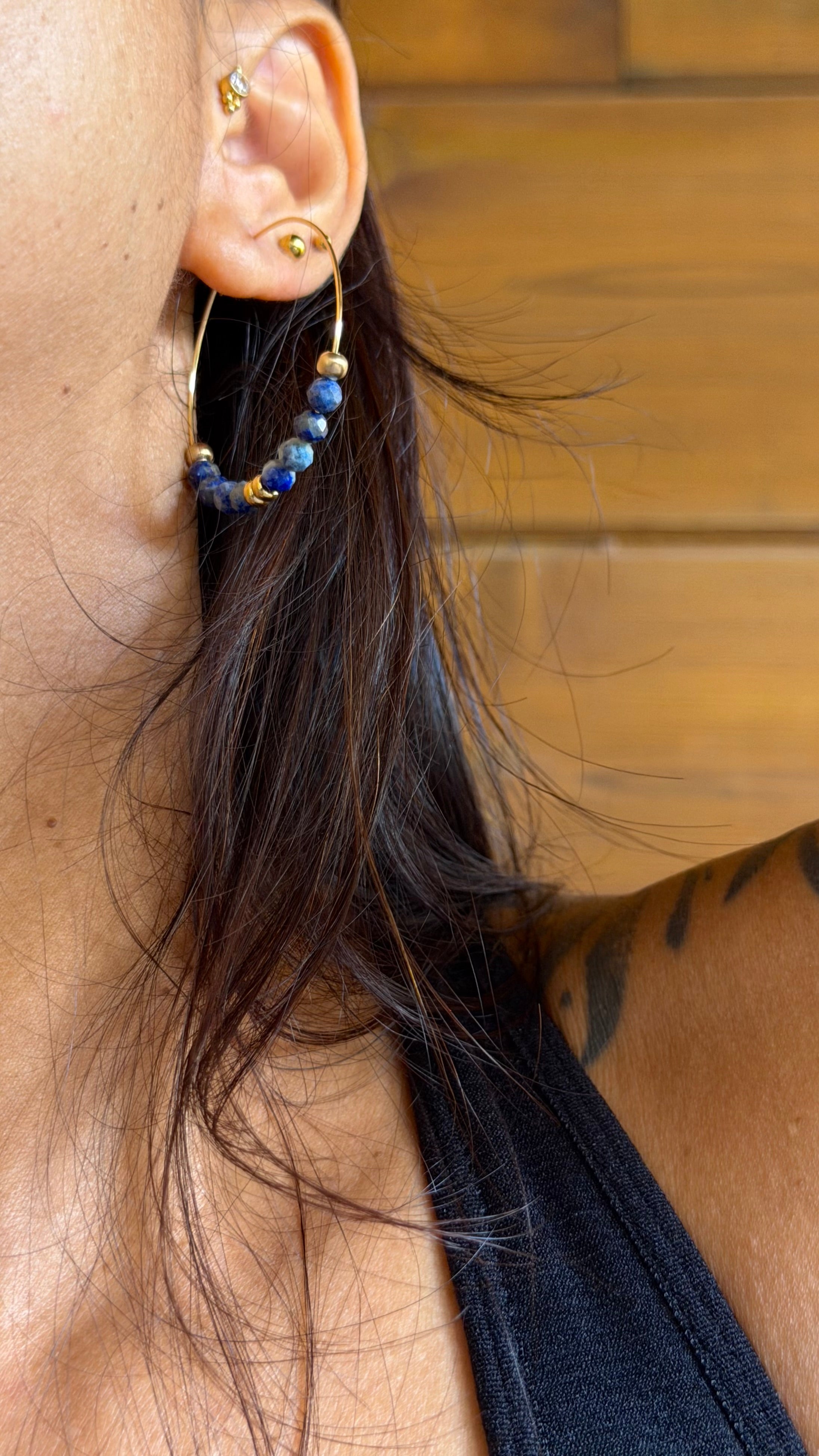 Boucles d’oreilles Nayra – Lapis-lazuli et acier inoxydable
